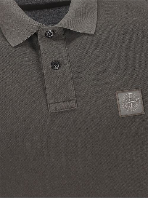 Stone Island, Slim Fit Charcoal Shirt with Compass Patch