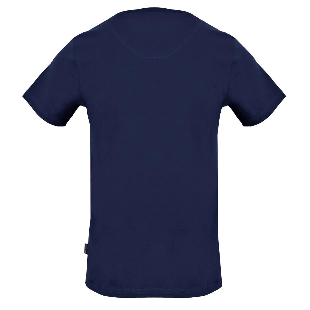 Aquascutum Stitched Aldis Logo Navy Blue T Shirt