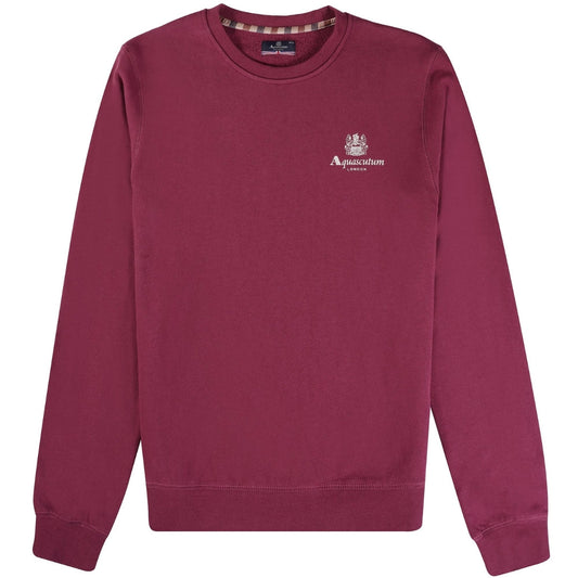 Aquascutum ACTIVE SMALL LOGO CREW FW23 SW006 26 Burgundy Jumper Mens S