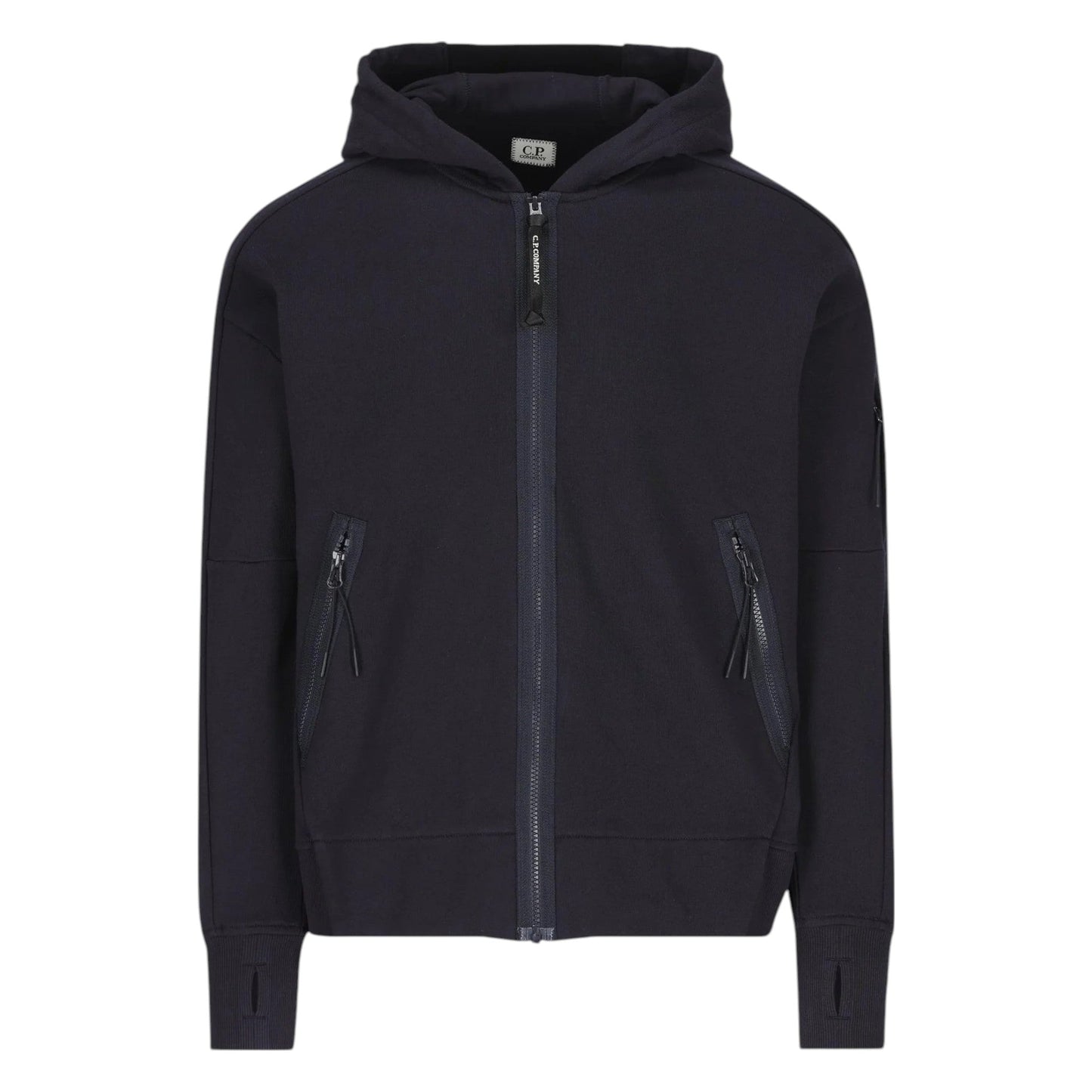 C.P. Company Diagonal Raised Fleece Zip-Up Navy Hoodie