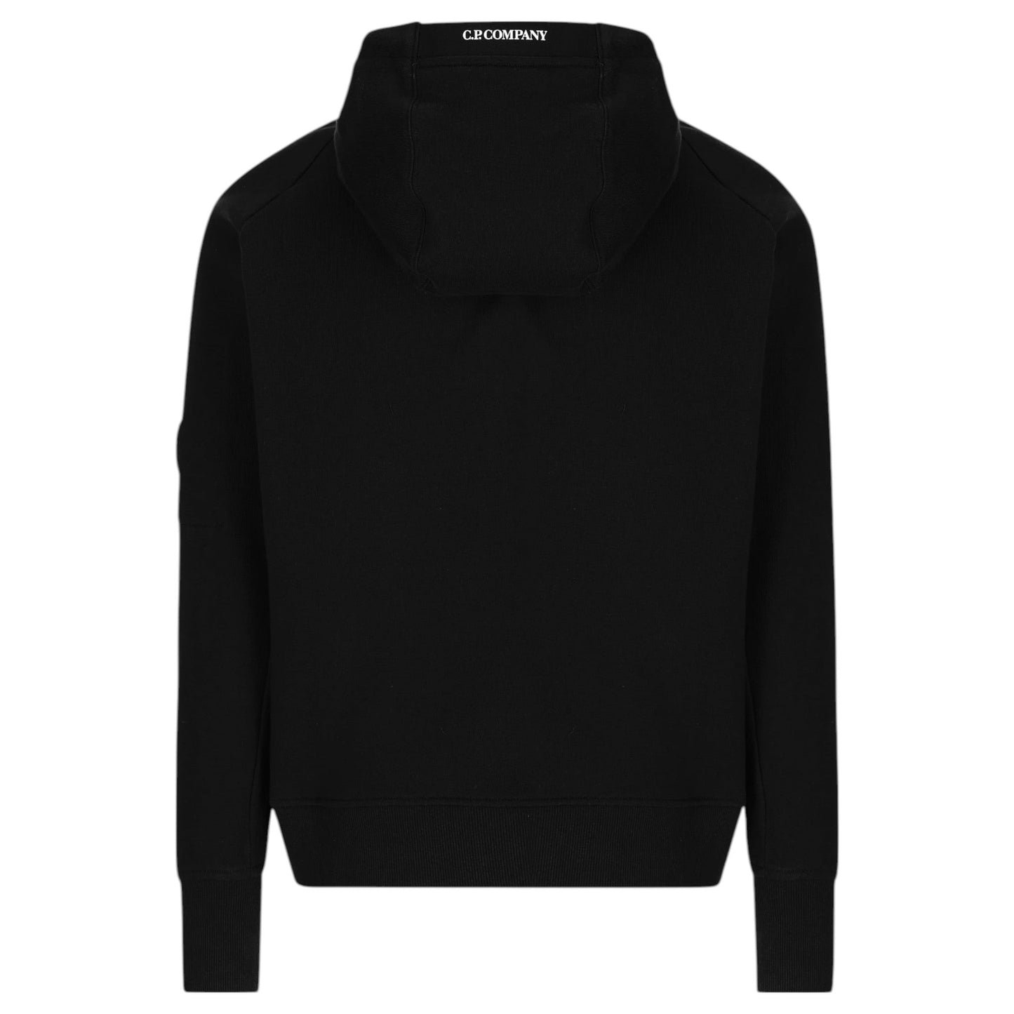 C.P. Company Diagonal Raised Fleece Zip-Up Black Hoodie