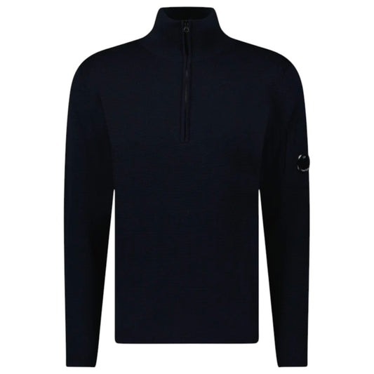 C.P. Company Merino Wool Navy 1/4 Zip Knitwear Sweatshirt
