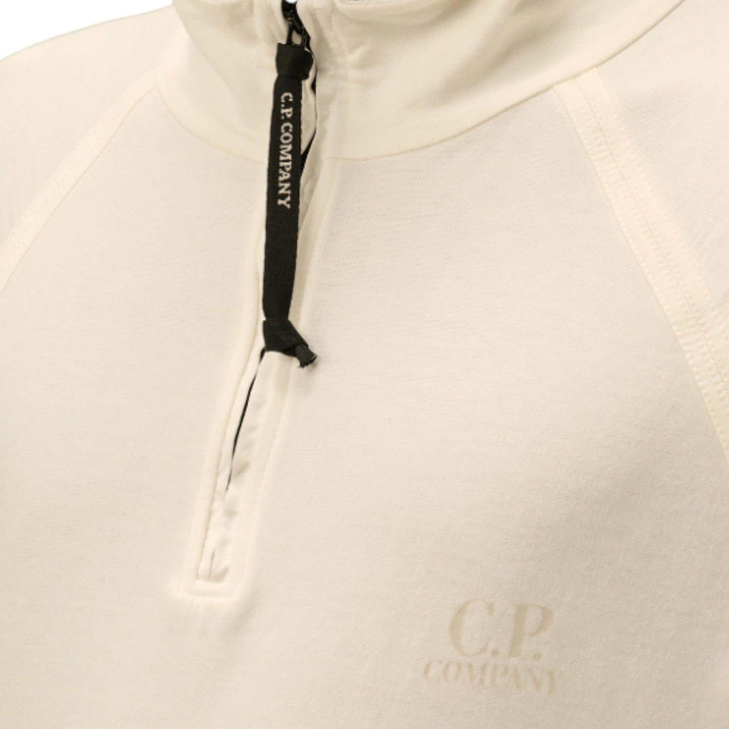 C.P. Company Light Fleece 1/4 Zip White Chest Logo Sweatshirt