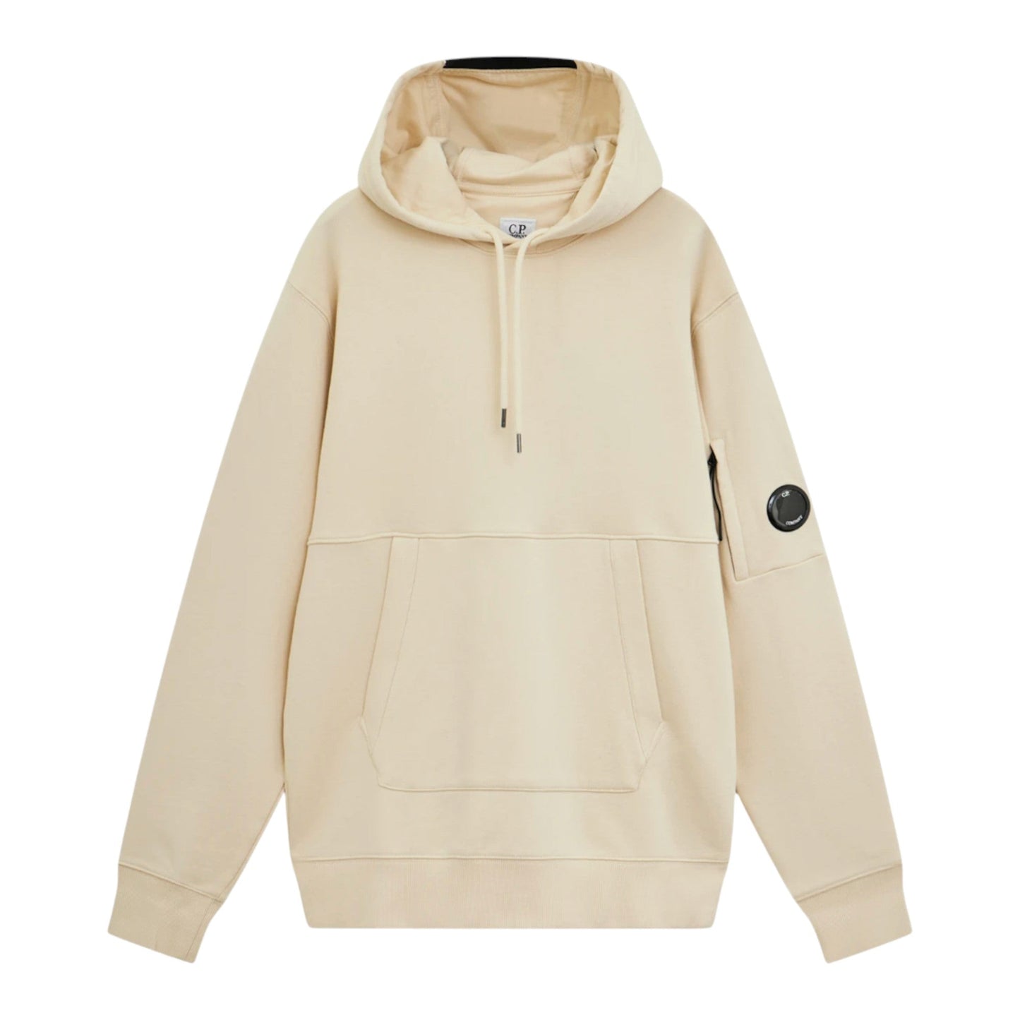 C.P. Company Diagonal Raised Fleece Pistachio Shell Beige Lens Hoodie