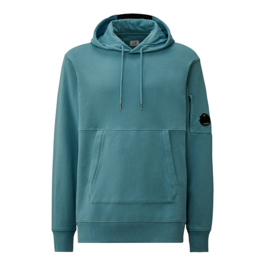 C.P. Company Diagonal Raised Fleece Aegean Blue Lens Hoodie