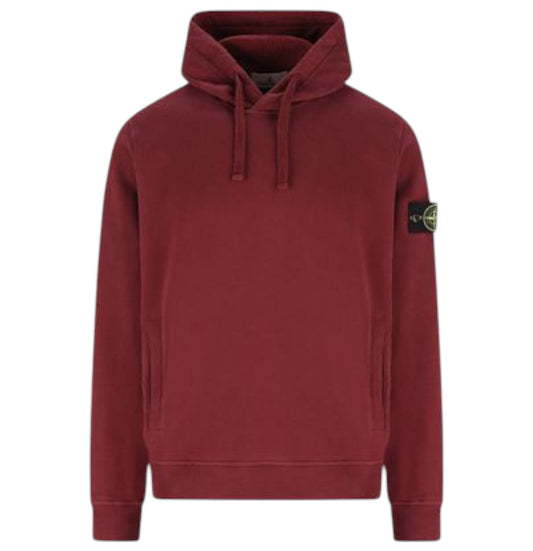 Stone Island Dark Burgundy Brushed Organic Cotton Fleece Hoodie