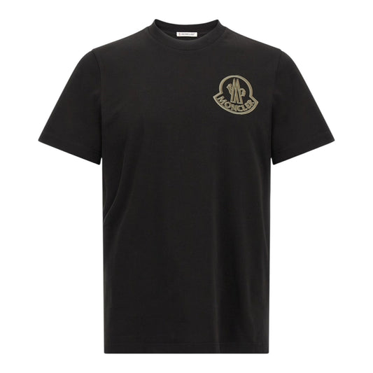 Moncler Flocked Felt Logo Black T-shirt
