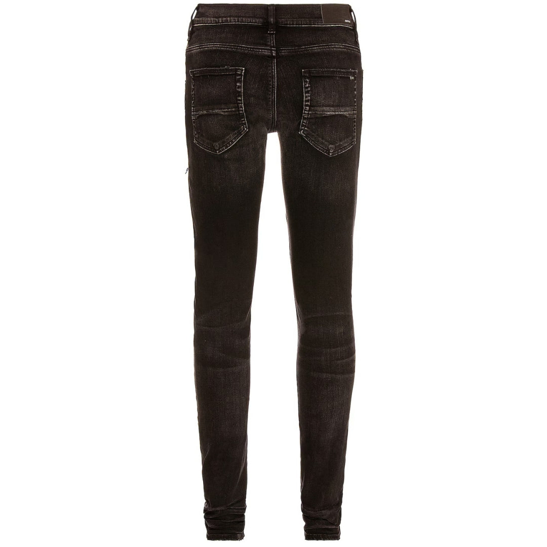 Amiri Leather Camo Mx1 Aged Black Jeans