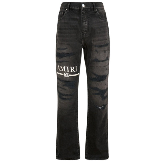 Amiri MA Bar Logo Straight Fit Aged Black Denim Jeans W31 L32 / 32L