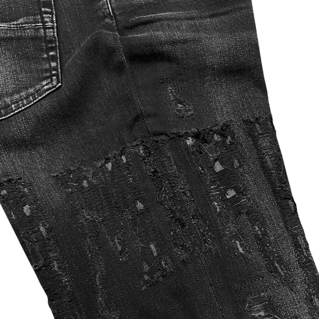 Amiri Slim Fit Distressed Amiri Logo Aged Black Denim Jeans W31 L32 / 32L
