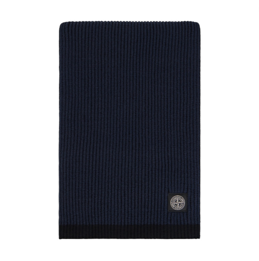 Stone Island Mixed Fabric Vanise Full Rib RWS Navy Wool Scarf