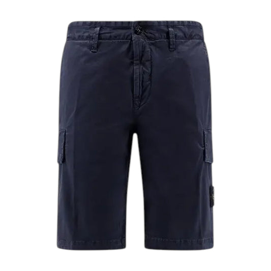 Stone Island Stretch Twill Blue Cargo Bermuda Shorts
