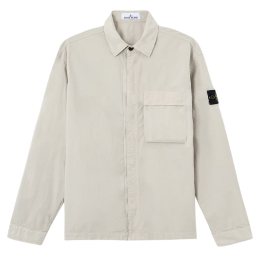 Stone Island Stretch Cotton Paracadute Pearl Grey Overshirt