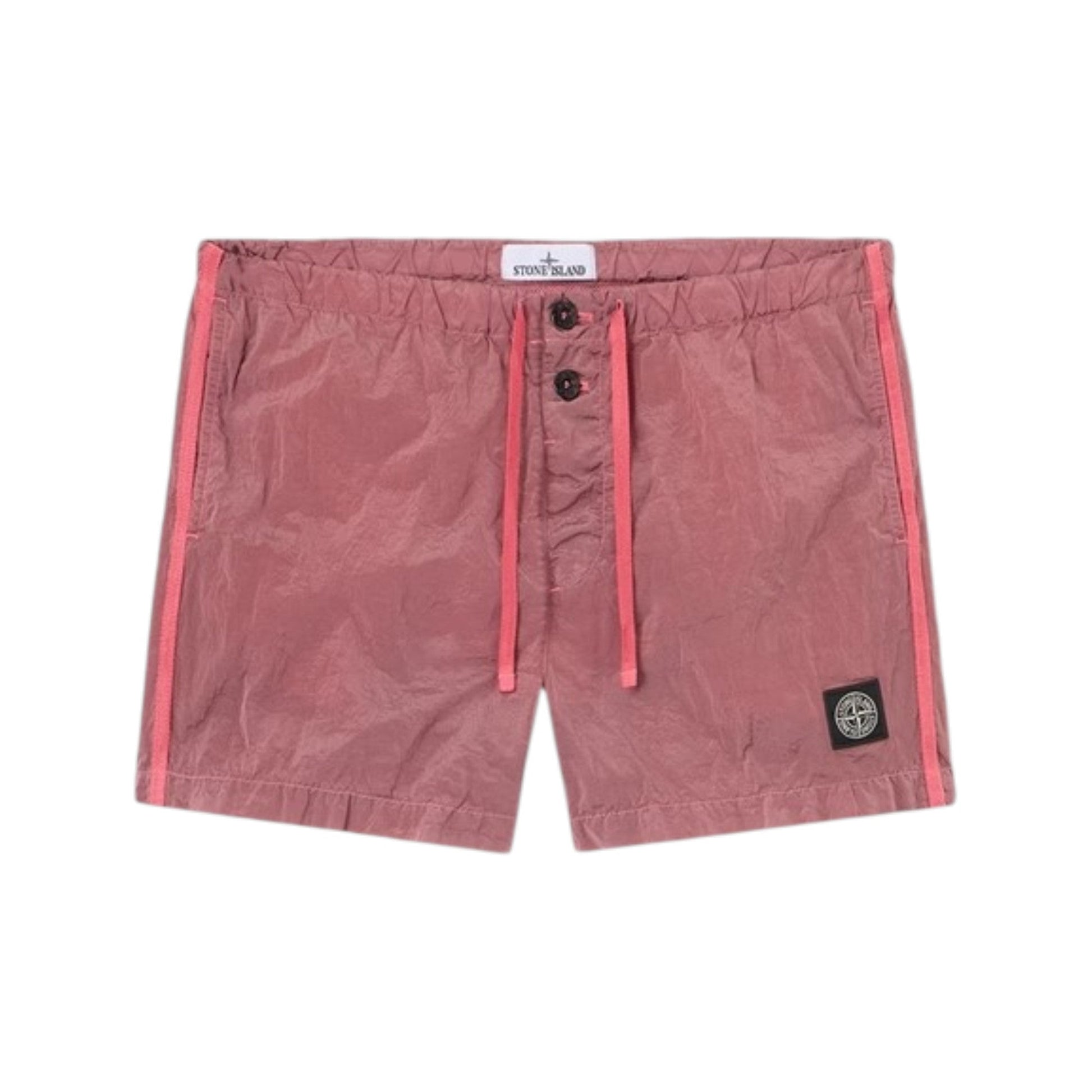 Stone Island Crinkled Nylon Geranium Pink Swim Shorts