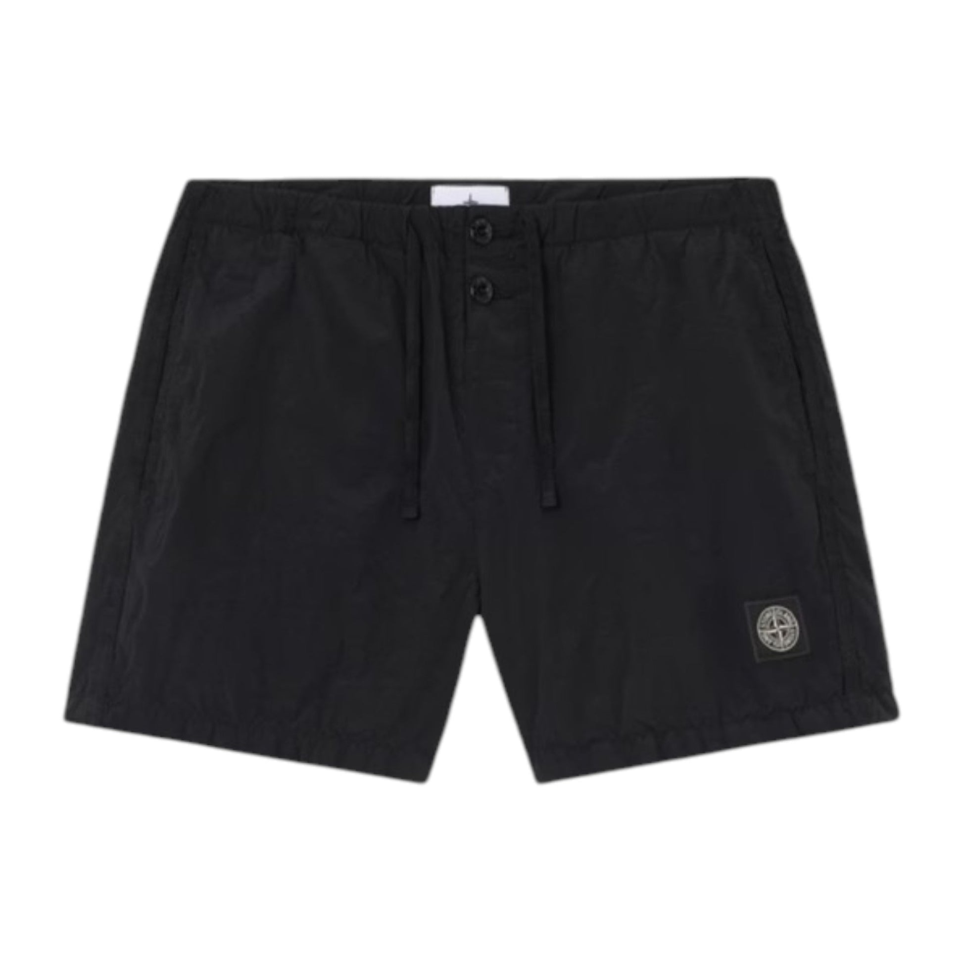Stone Island Crinkled Nylon Black Swim Shorts