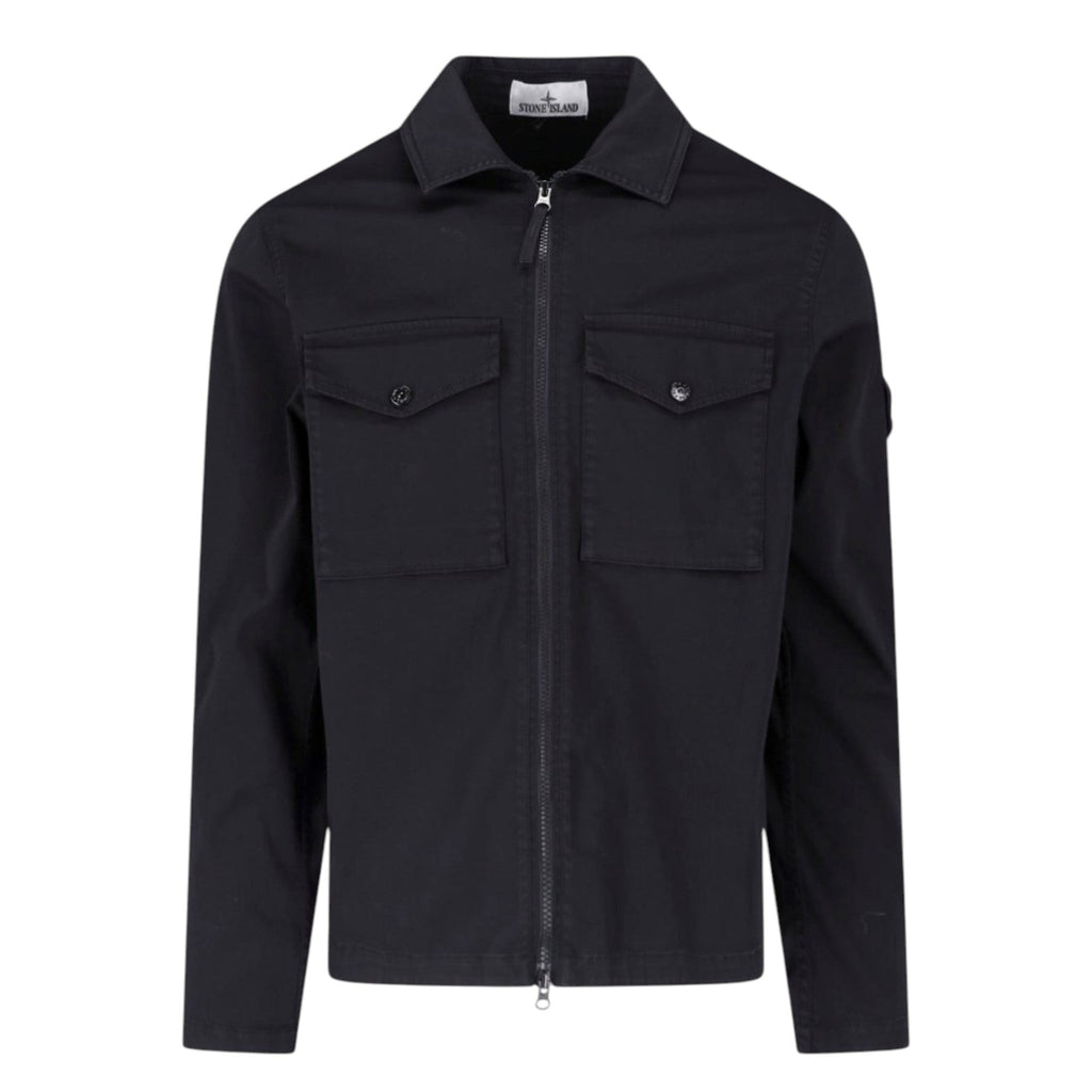 Stone Island Raso Cotton Black Overhsirt