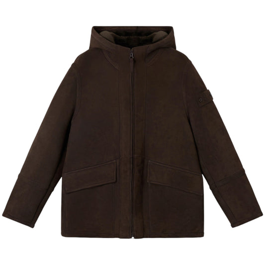 Stone Island Suede Sheepskin Dark Brown Ghost Jacket