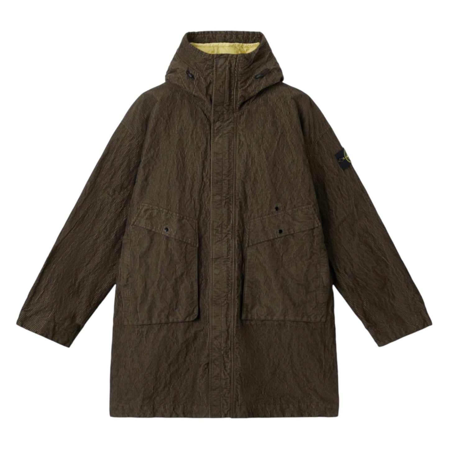 Stone Island Wrinkled Corduroy 500-TC Military Green Parka Jacket