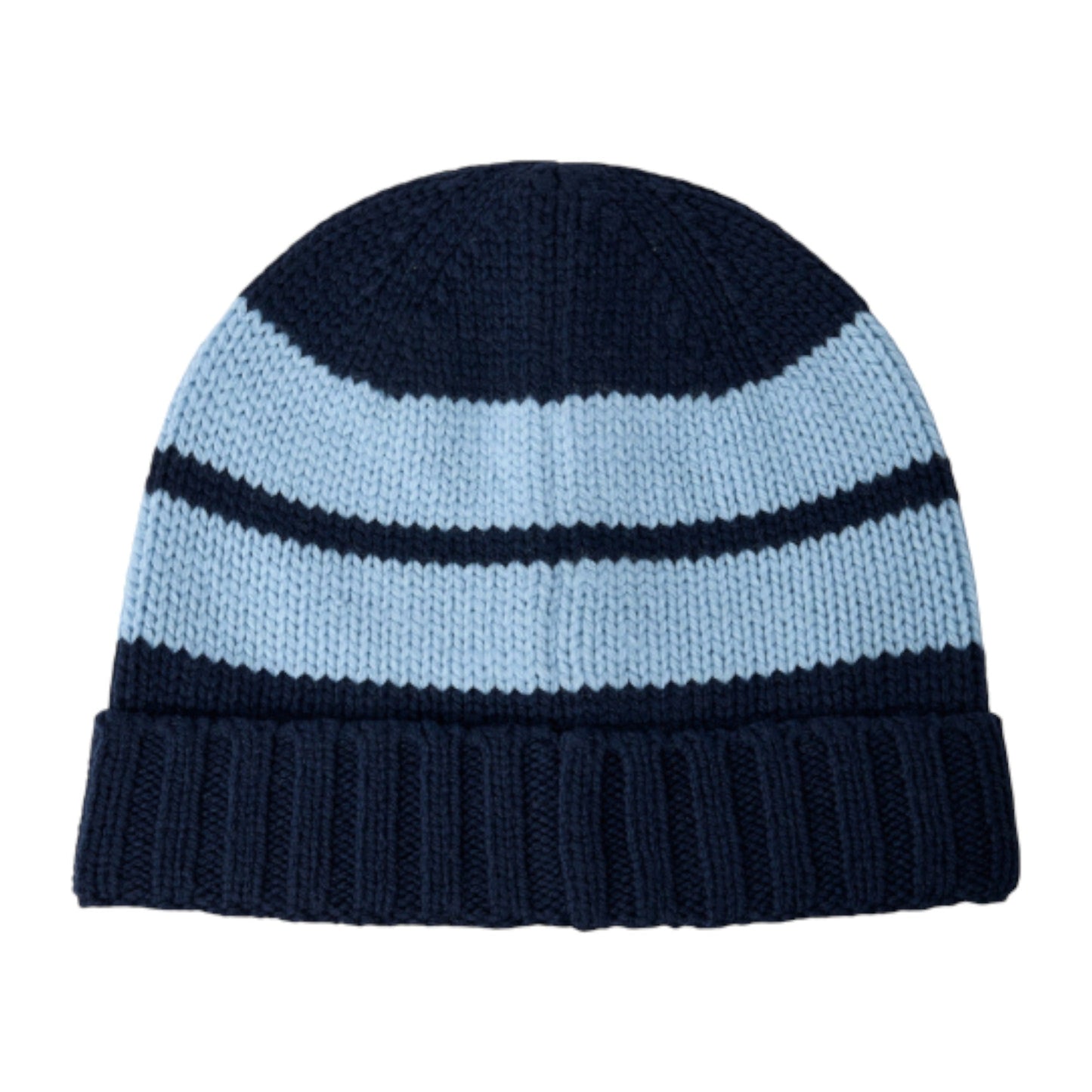 Stone Island Logo Motif Marina Wool Blue and Navy Beanie