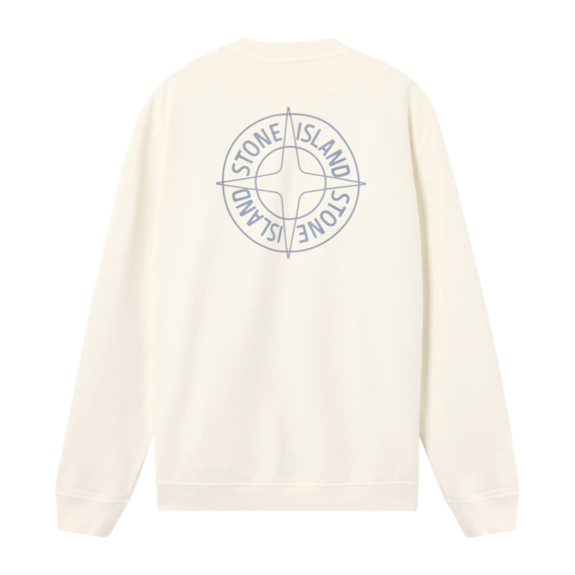 Stone Island Cotton Fleece Compass Logo Print Ivory Sweatshirt