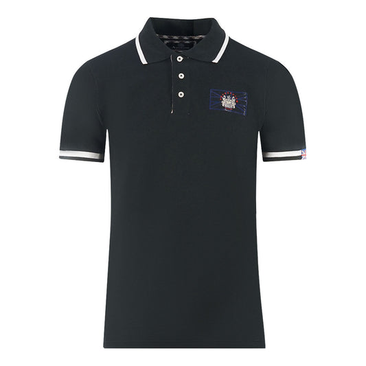 Aquascutum London Union Jack Black Polo Shirt
