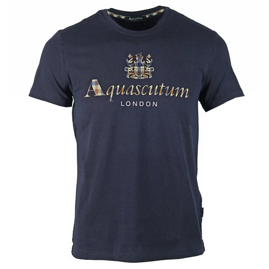 Aquascutum Check Logo Navy T-Shirt