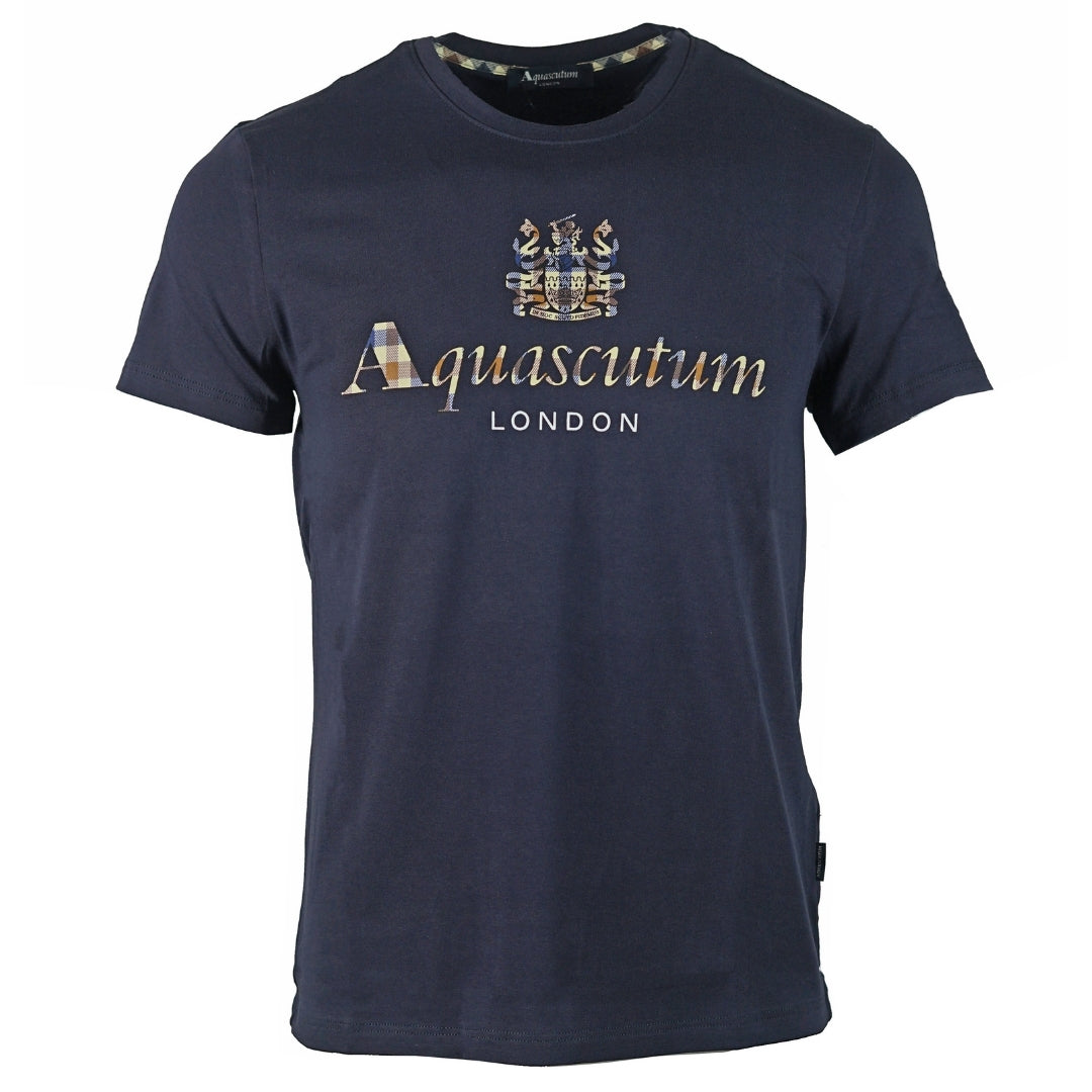 Aquascutum Check Logo Navy T-Shirt