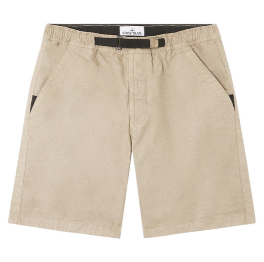 Stone Island, Bermuda Shorts in Biscuit with Panama Weave