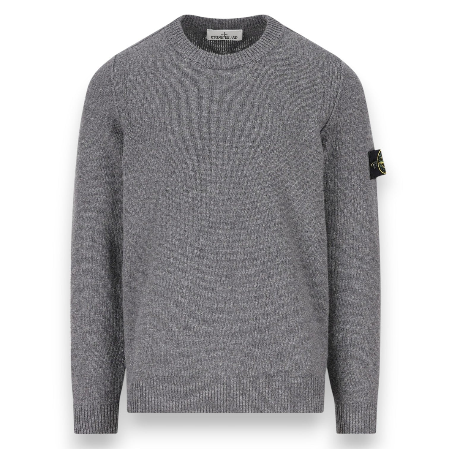 Stone Island, Cement Melange Lambswool Jumper - True Labels