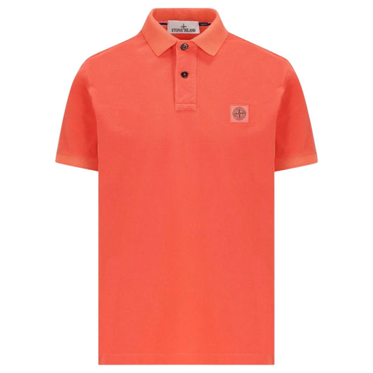 Stone Island, Slim Fit Papaya Polo Shirt with Compass Patch