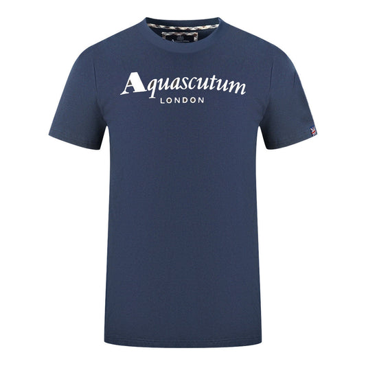 Aquascutum Brand Logo Navy Blue T-Shirt