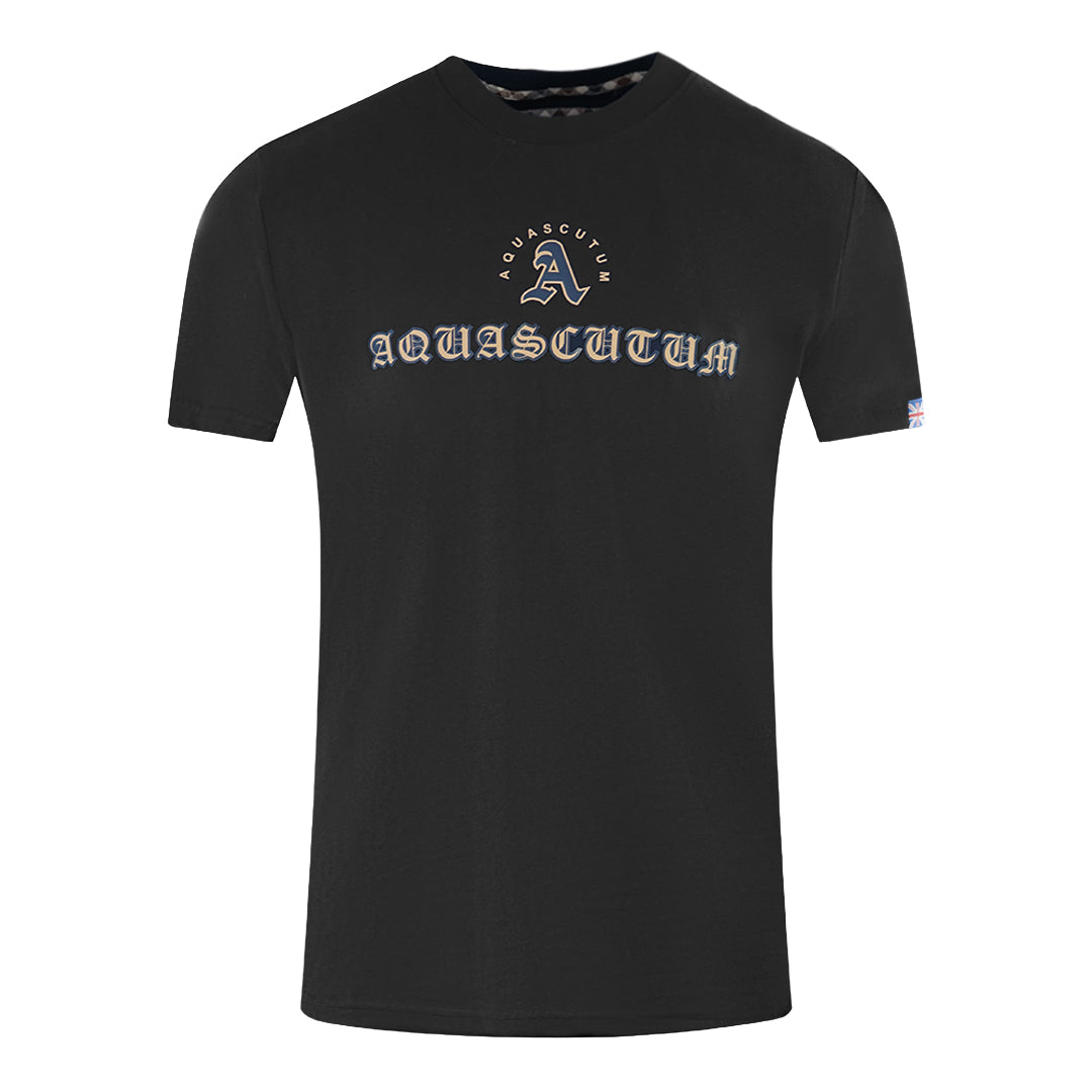 Aquascutum Script Logo Black T Shirt