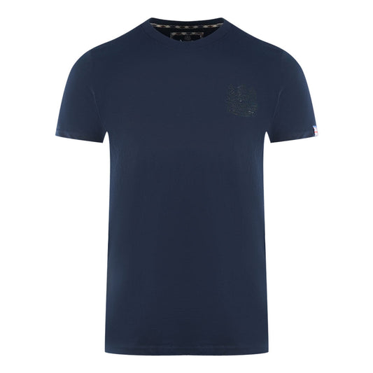 Aquascutum London Tonal Aldis Logo Navy Blue T Shirt